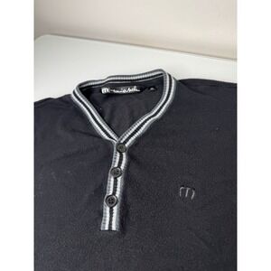Mens Travis Mathew 1/4 Button Henley Sweater Size Medium Black Golf